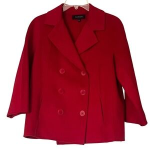 Talbots Red Wool Blend Double Breasted Cropped Jacket Women's Size 4